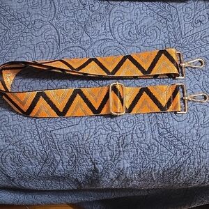 Orange and Black Chevron Bag Strap NWOT